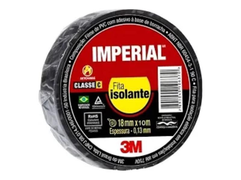 FITA ISOLANTE 3M IMPERIAL PRETO 18X10M