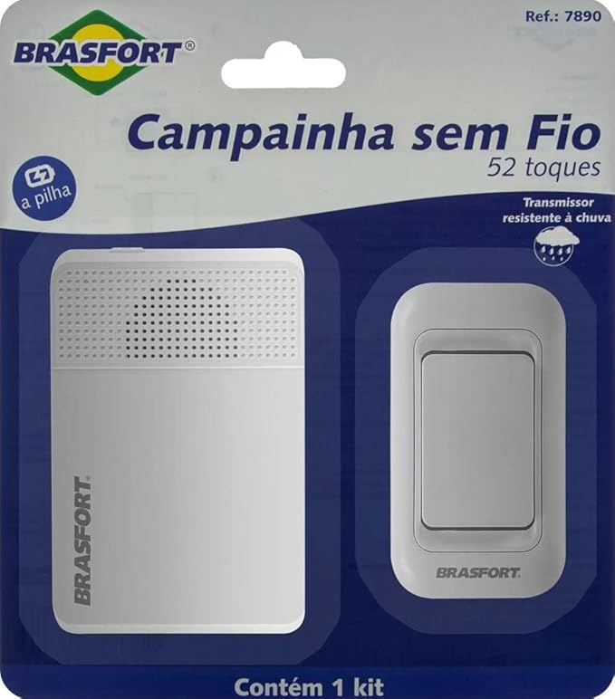 CAMPAINHA BRASFORT SEM FIO 52 TONS PILHA